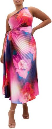 City Chic Firework Floral Print Pleated Dress in Floral Firework at Nordstrom, Size Xxxs
