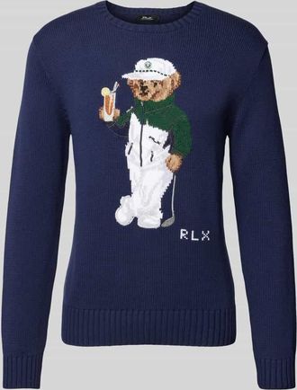 Polo Ralph Lauren Strickpullover mit Polo Bear Motiv in Marine, Größe XL