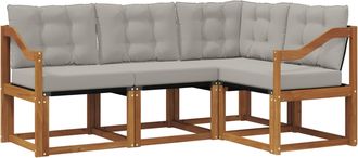 vidaXL Conjunto De Sof&aacute;s De Exterior 4 Uds. Gris Natural Y Claro Vidaxl