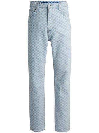 HUGO BOSS plaid straight-leg jeans - unisex - Cotton/Cotton - 31/32 - Blue
