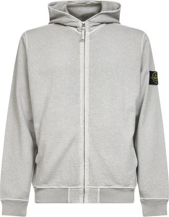 Stone Island Hoodies & sweatvesten, Heren, Grijs, S, Katoen, Cotton Zip Hoodie