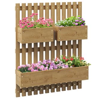 OUTSUNNY Wooden Garden Planters with Trellis Wall-mounted Raised Garden Bed | TJ Hughes
