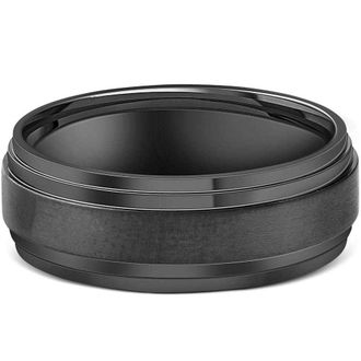 Pompeii3 Mens 9mm Titanium Black Comfort fit Brushed Wedding Band Size Selectable