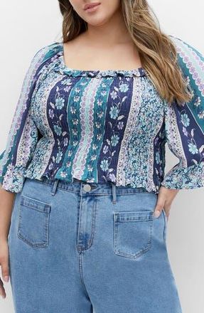 City Chic Samara Print Top in Persian Jewel at Nordstrom Rack, Size Xl/22W
