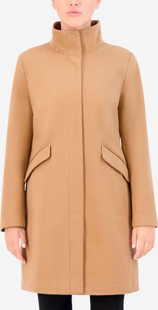Cole Haan Womens Soft Twill Zip-Up Coat - Beige Size 14