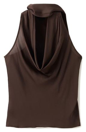 Mango Cowl Neck Sleeveless Top in Brown at Nordstrom, Size Medium