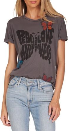 Lauren Moshi Edda Crystal Love Butterfly Top in Onyx at Nordstrom, Size X-Small