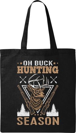 Generic Oh Buck Hunting Season Natural Ecological Cotton Tote Bag Black