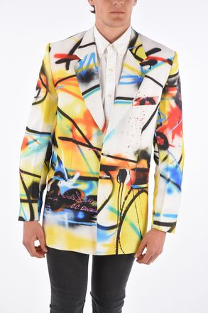 Off-white giacca a 3 bottoni FUTURA SPRAY due spacchi revers classico Off-White
