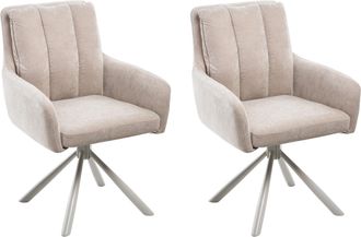 Beliani Conjunto De 2 Sillas Giratorias De Comedor Modernas De Tela Asiento Acolchado Patas De Metal Beige Sardoal
