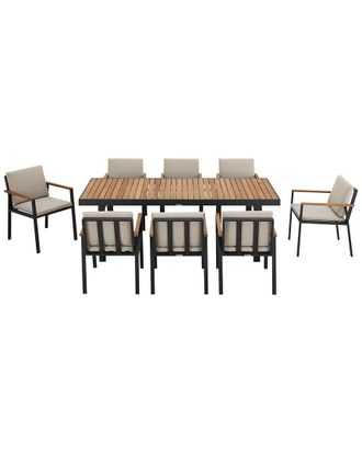Armen Living Nofi Outdoor Patio 9Pc Dining Set