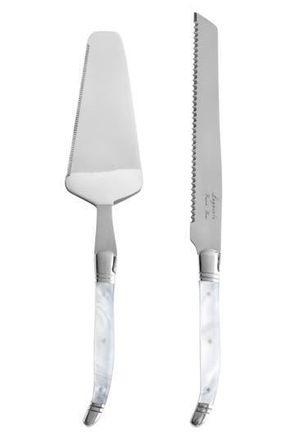 French Home 2-Piece Faux Pearl Cake Knife & Server Set in Pearl White at Nordstrom Rack
