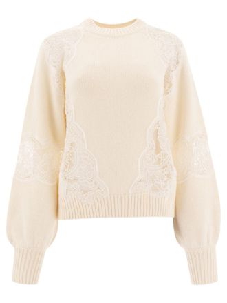 Elie Saab Sweater With Lace Inserts