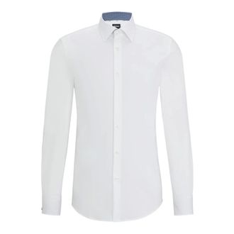 HUGO BOSS Overhemden, Heren, Wit, S, Katoen, 50508751-100 Slim-fit Poplin Shirt