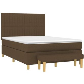 vidaXL Vidaxl - Cama Box Spring Con Colch&oacute;n Tela Marr&oacute;n Oscuro 140x190 Cm