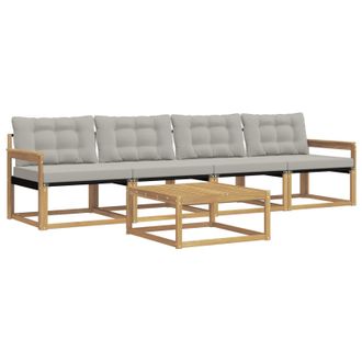 vidaXL Conjunto De Sof&aacute;s De Exterior 5 Pcs Blanco Y Gris Claro Vidaxl