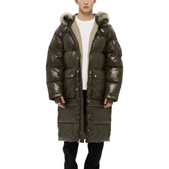 AlphaStyle Audet Mens Long Hooded Down Parka in Green at Nordstrom, Size Medium