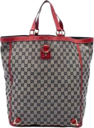 Gucci Pre-owned Vintage Canvas Tote - Dames - Vintage Shopper - Beige - ONE Size - Leer - Vintage