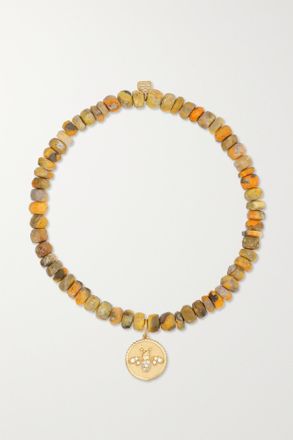 Sydney Evan Tiny Bee 14-karat Gold, Jasper And Diamond Bracelet - Giallo
