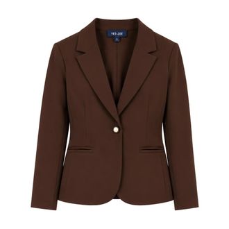 Yes-Zee Monopetto Jas - Dames - Blazers - Bruin - M - Leer - Jassen