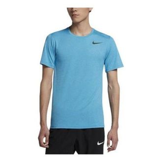 Nike Mens Nike Printing Logo Solid Color Casual Short Sleeve Blue T-Shirt 832837-482