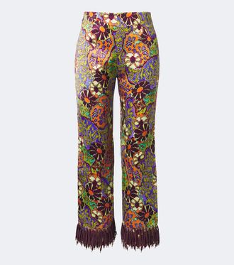 Alemais Al&eacute;mais Joanna fringed printed wide-leg pants