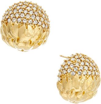 Oscar De La Renta Artichoke With Pave Stud Earrings