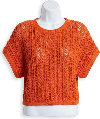 Z Supply Ballast Crochet Sweater Top In Tiger Lily