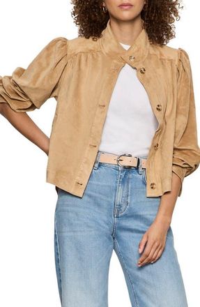 Sanctuary Puff Sleeve Faux Suede Jacket in Ancient Scrolls Brown at Nordstrom, Size X-Large