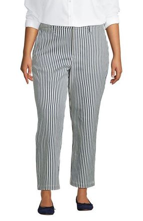 Lands End Mid Rise Classic Straight Leg Chino Ankle Pants in White at Nordstrom, Size 20W