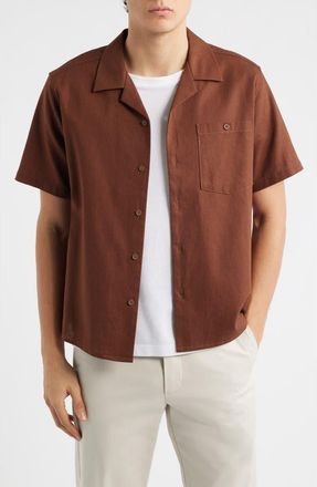 Percival Cuban Linen Camp Shirt in Brown at Nordstrom, Size Xx-Large
