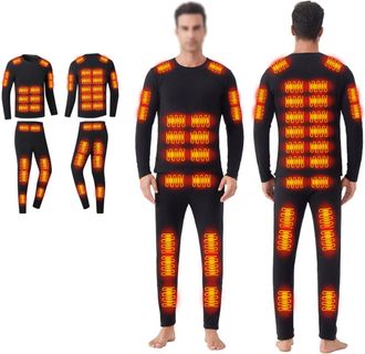 Generic Heated Thermals Underwear Set for Men 42 Heating Zones USB Intelligent Heated Tops and pants suitable for Winter (Set, 5XL)