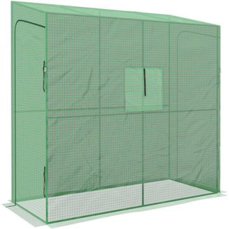 OEM Invernadero De Jard&iacute;n, Invernadero Adosado, Invernadero Para Tomates, 2 Puertas Enrollables Con Cremallera, 1 Ventana, Dimensiones 200 Cm De Largo X 8