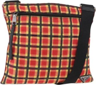 Prada Pre-owned Cross Body Bags, female, Red, Size: ONE SIZE Pre-owned Vintage Canvas Shoulder Bag