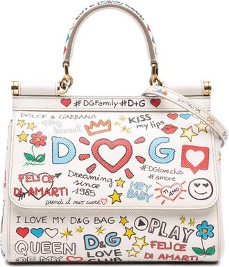 Dolce & Gabbana Pre-owned Dolce and Gabbana Small Dauphine Graffiti Printed Leather Miss Sicily Satchel Ladies UQH76PSQS2RVUOER