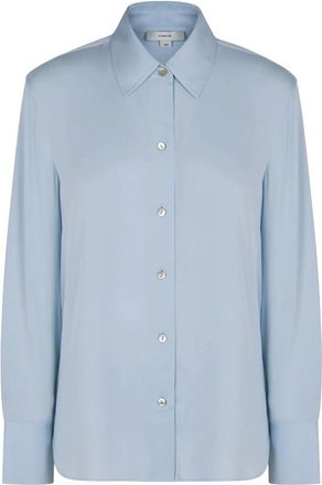 Vince Shirts, female, Blue, L, Long-Sleeve Silk Shirt