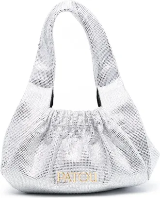 Patou Le Biscuit embellished satin bag - women - zamac/Polyester/glass - OS - Silver