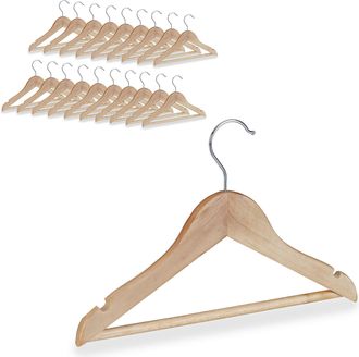Relaxdays Relaxdays Pack 20 Perchas Infantiles Con Gancho Giratorio, Madera, Marr&oacute;n Natural, 19,5 X 30,5 X 1 Cm