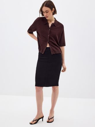 Contemporaine Womens Stretch denim slim-fit skirt