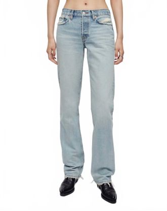 Re/Done Easy Straight Jean In Ripped Tide