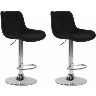 Clp Clp - Set De 2 Taburetes De Bar Lentini En Terciopelo Negro Cromado