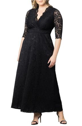 Kiyonna Maria Lace Evening Gown in Onyx at Nordstrom, Size 0X