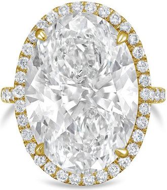 Diana M. Jewels 18kt yellow gold 8ct lab grown Oval Diamond Halo Pav&eacute; Ring