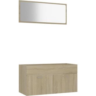 vidaXL Set De Muebles De Ba&ntilde;o 2 Pzas Contrachapada Color Roble Sonoma Vidaxl