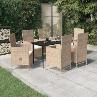 vidaXL Juego De Comedor De Jard&iacute;n 7 Piezas Con Cojines Beige Vidaxl