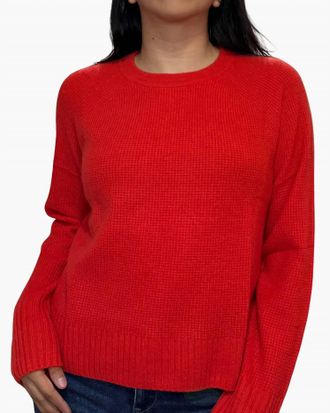 White + Warren Cashmere Waffle Sweatshirt In French Red