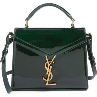 Saint Laurent Mini Cassandra Patent Leather Top Handle Bag in Fir Leaf at Nordstrom
