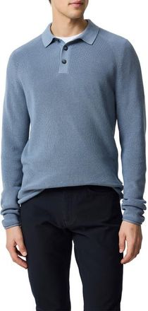 Rodd & Gunn Eastern Bush Long Sleeve Cotton Rib Polo Sweater in Flint at Nordstrom, Size Xxx-Large
