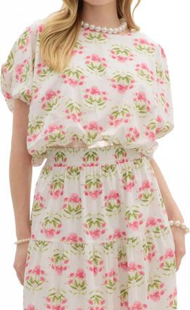 Entro Floral Waist Hem Bubble Top In Multi