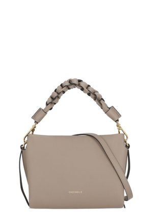 Coccinelle Pebbled Leather Shoulder Bag with Braided Handle and Gold Accents